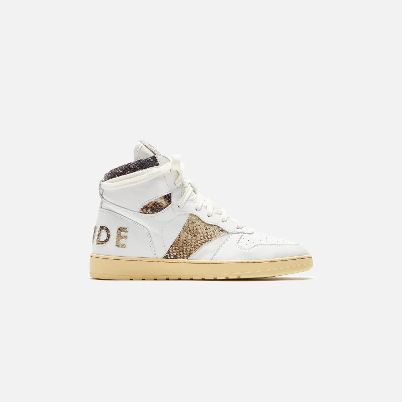 Men's lifestyle sneakers with a premium material constructionRhude Rhecess High - White / Snake