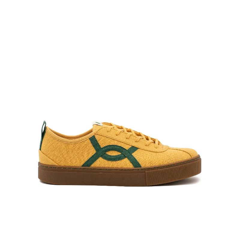 Men's retro - style sneakers inspired by the 80sVegan sneaker mustard KAF004