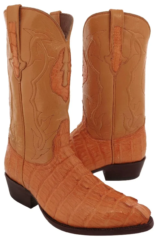 Men's cowboy boots with a pull - on strapMango Leather Cowboy Boots Real Crocodile Tail Skin J Toe