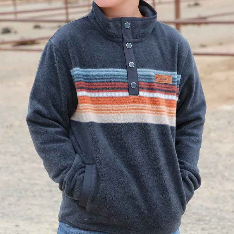 Men's western boots with a high - quality leather upper and a suede liningCinch Boy's Polar Fleece Pullover in Navy