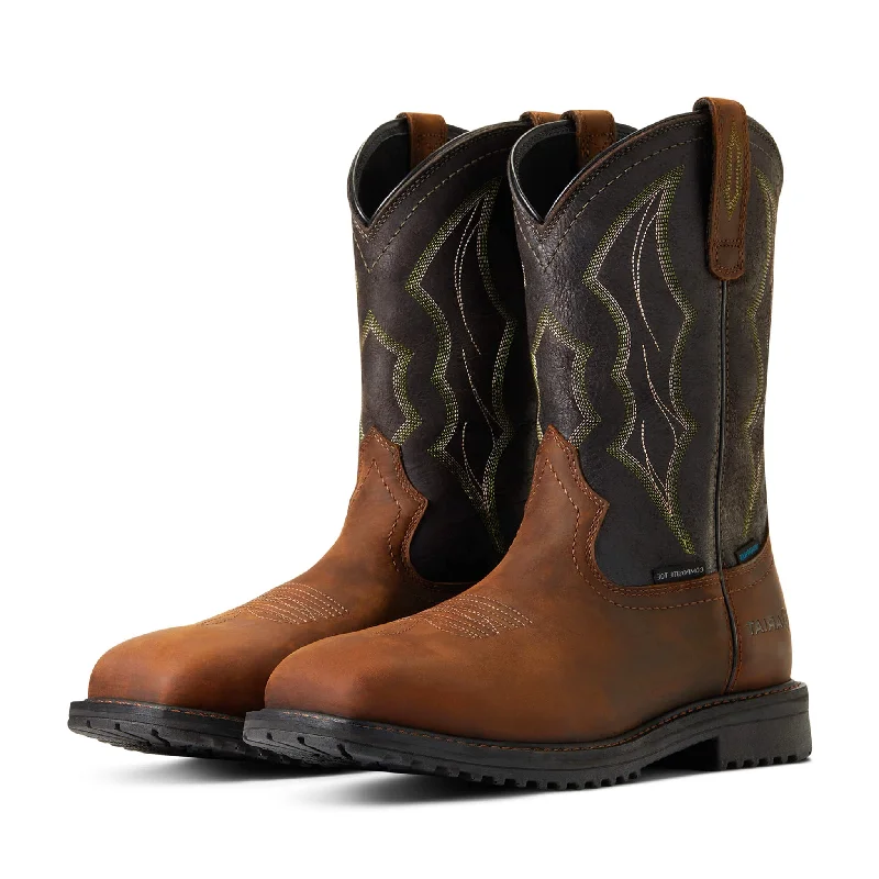 Men's western boots with a decorative inlay on the toe and heelAriat Men's RigTek Work Boot