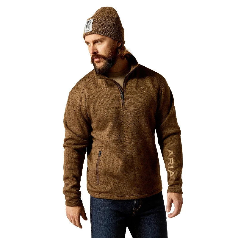 Men's western boots with a leather - wrapped heel and a smooth finishAriat Men's Brown Caldwell 1/4 Zip Pullover