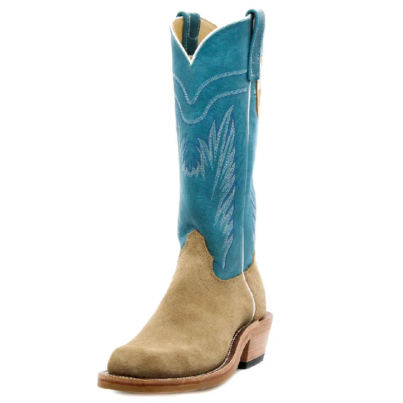 Men's western boots with a leather lining and a padded insoleOlathe Exclusive Tan Ryan Roughout Men's Boot