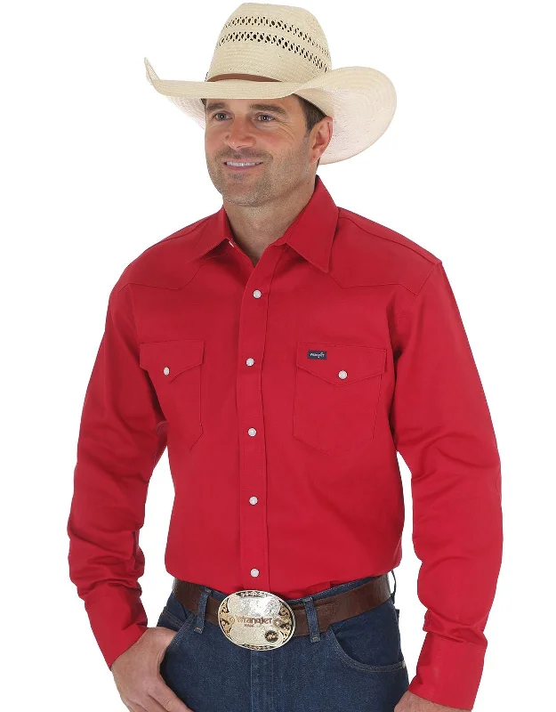 Men's western boots with a scalloped edge and a pull - on strapWrangler Red Men's Work Shirt