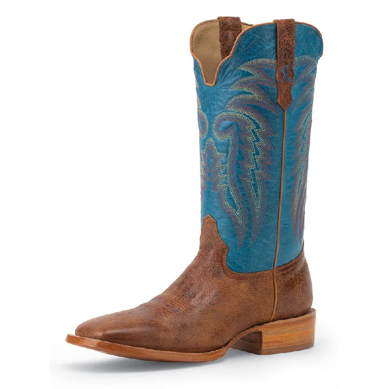 Vintage - style men's western boots with a square toe and spur ledgeR. Watson Palamino Tan Cowhide Men's Western Boot