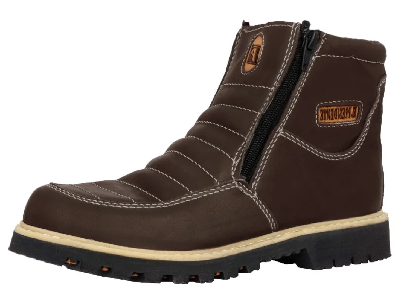 Western - style men's cowboy boots with intricate stitchingMens 300TR Brown Work Boots Slip Resistant - Soft Toe