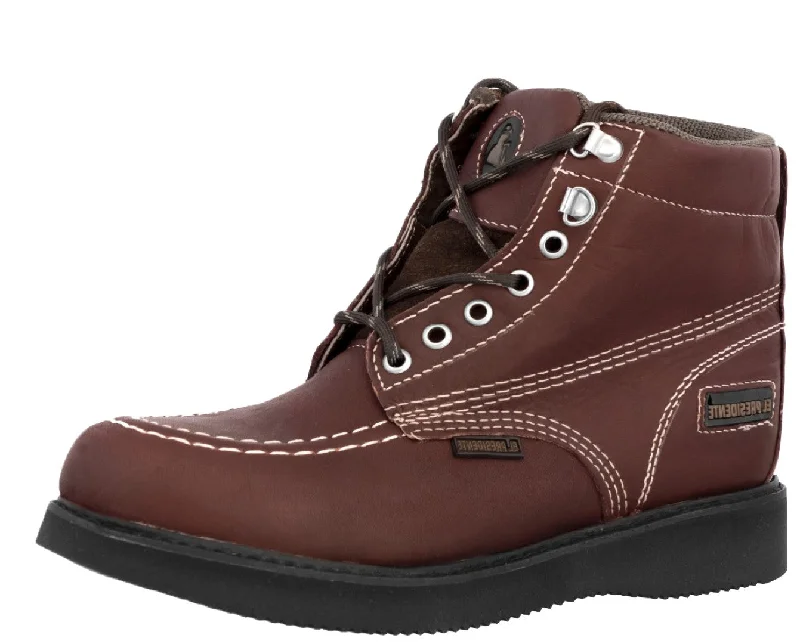 Western - style men's cowboy boots with intricate stitchingMens 400RA Burgundy Work Boots Slip Resistant - Soft Toe