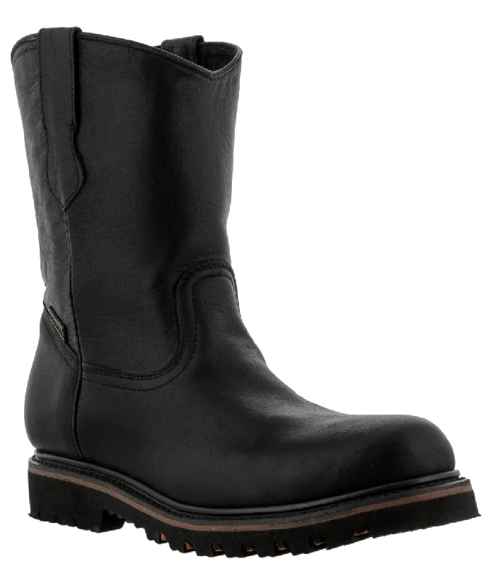 Men's cowboy boots with a pull - on strapMens 700TR Black Leather Construction Work Boots