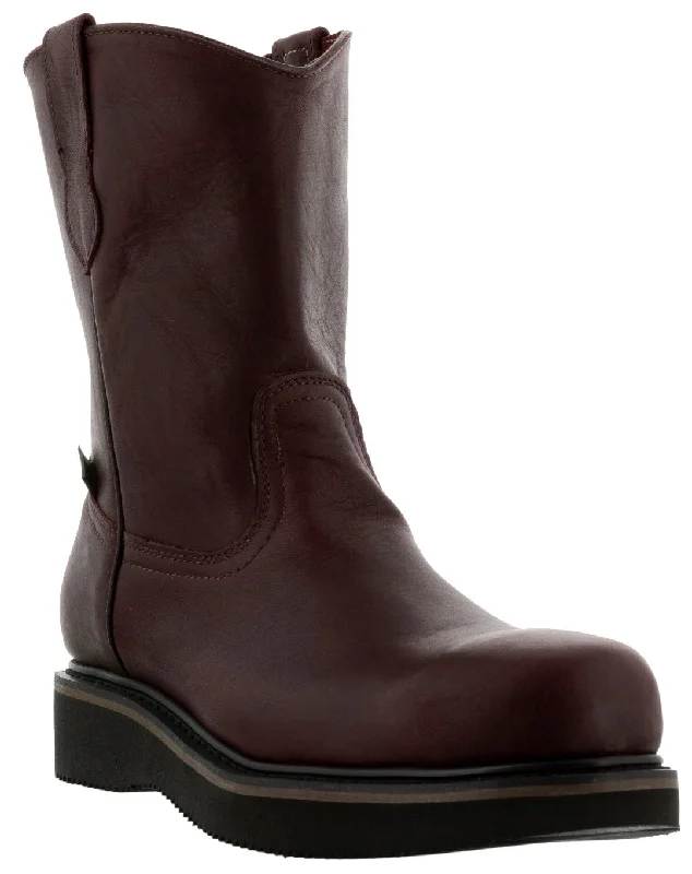 Men's cowboy boots with a high - heeled designMens S700RA Burgundy Durable Leather Construction Work Boots