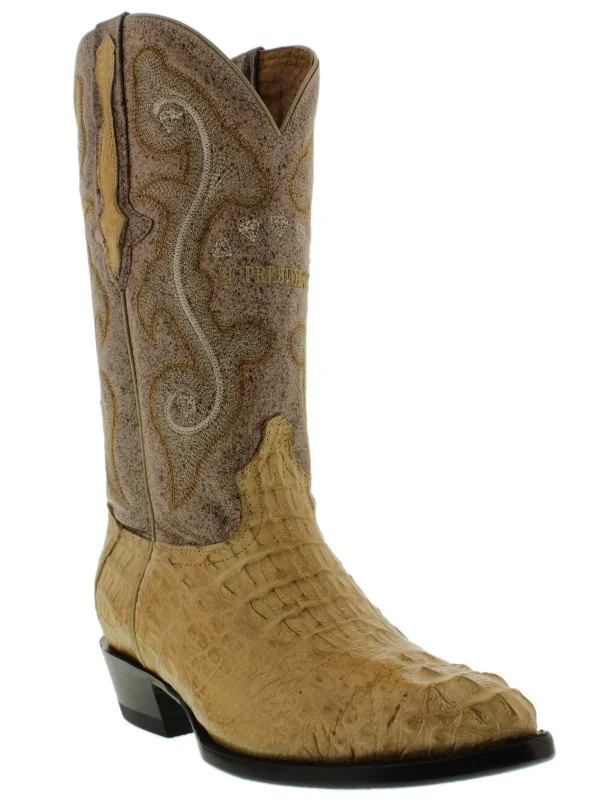 Men's cowboy boots with a spur ledgeGenuine Crocodile Boots Real Hornback J Toe Sand - EP1