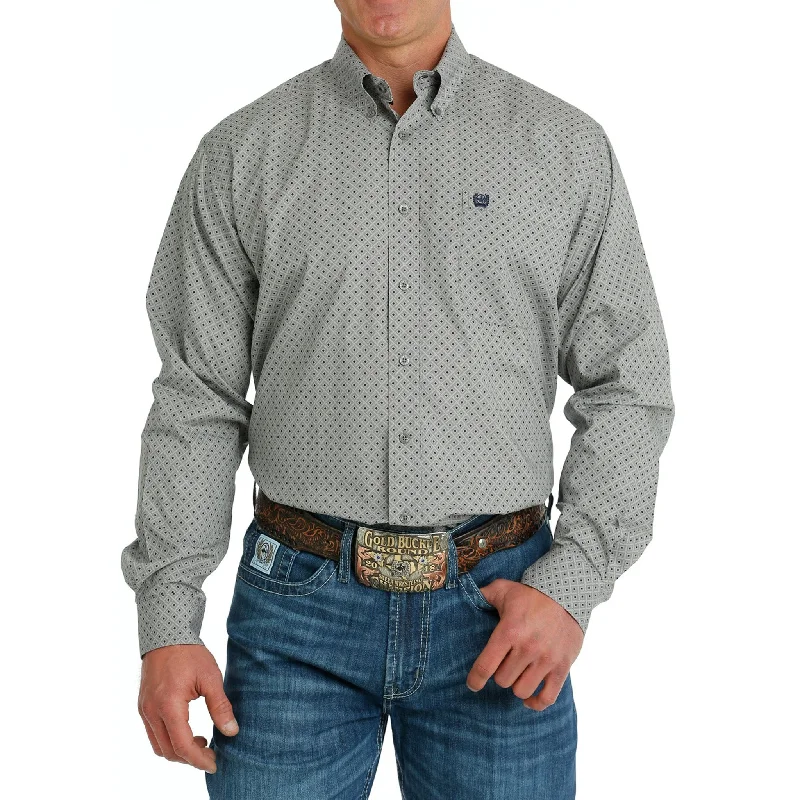 Men's western boots with a high - quality leather upper and a suede liningCinch Men's Grey Print Long Sleeve Shirt