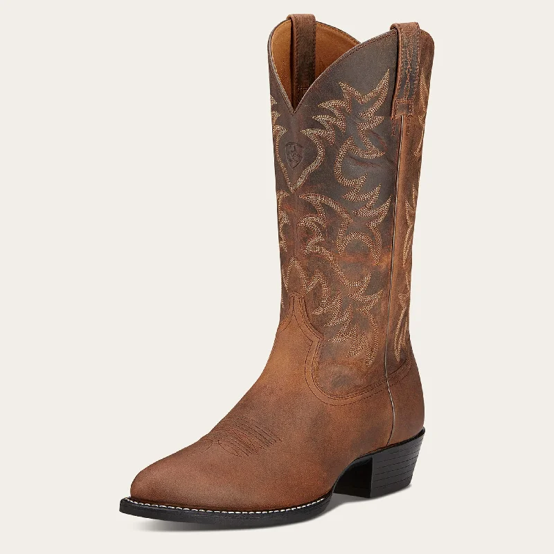 Men's western boots with a tooled leather design on the shaftAriat Men's Heritage Western Boot