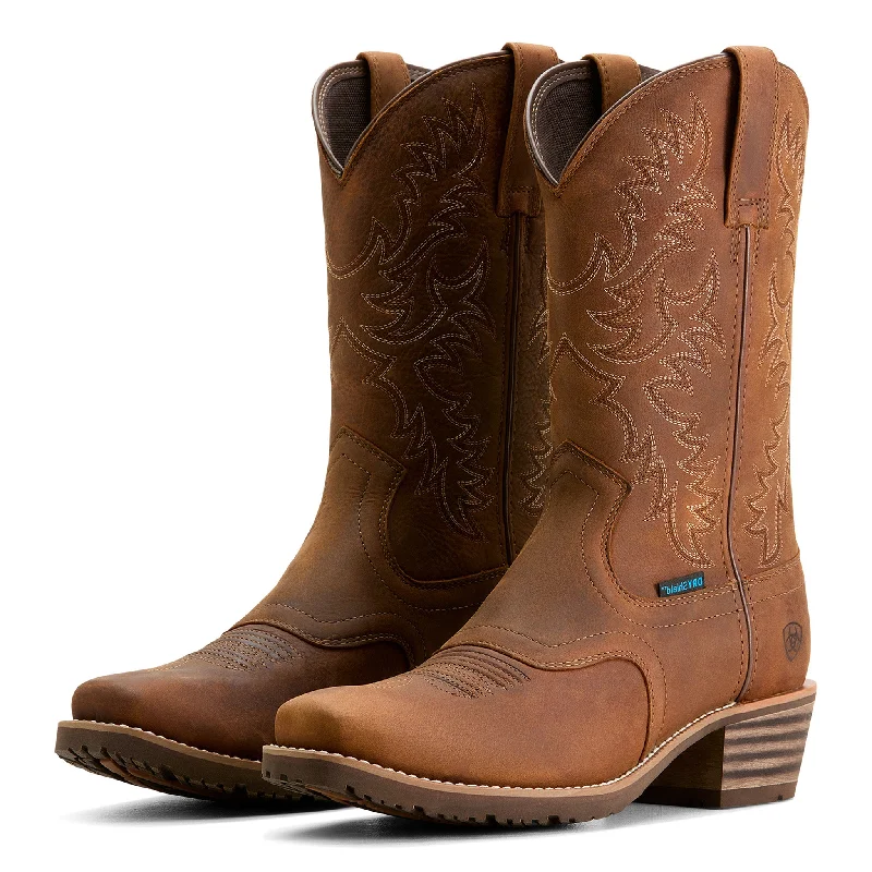 Men's western boots with a high - quality leather upper and a suede liningAriat Men's Hybrid Rough Stock H2O Brown Boots