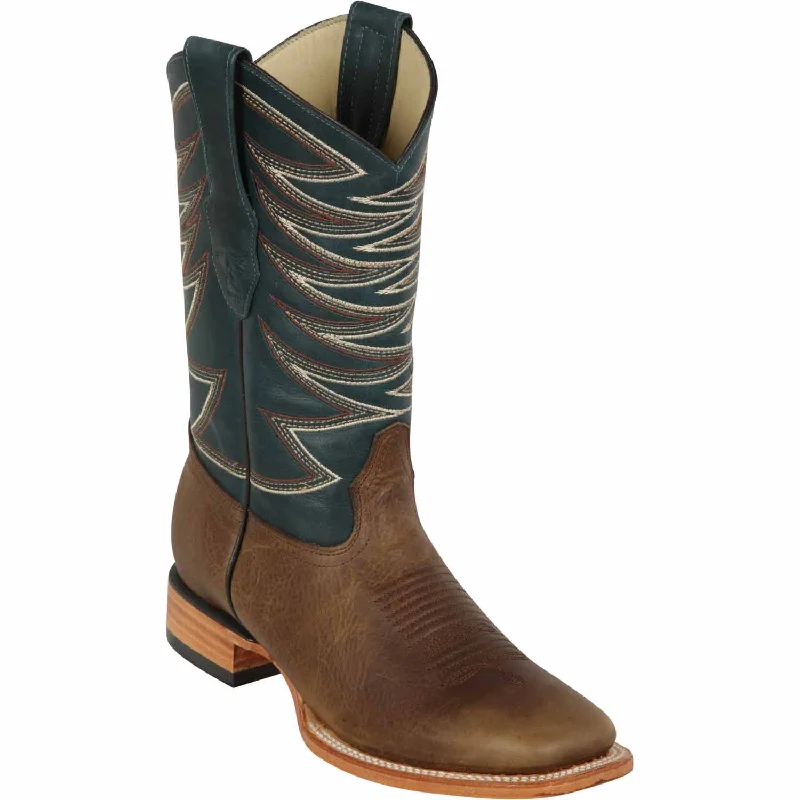 Men's genuine leather western boots with a snake - skin inlayLos Altos Genuine Leather Wide Square Toe Boot 8279951