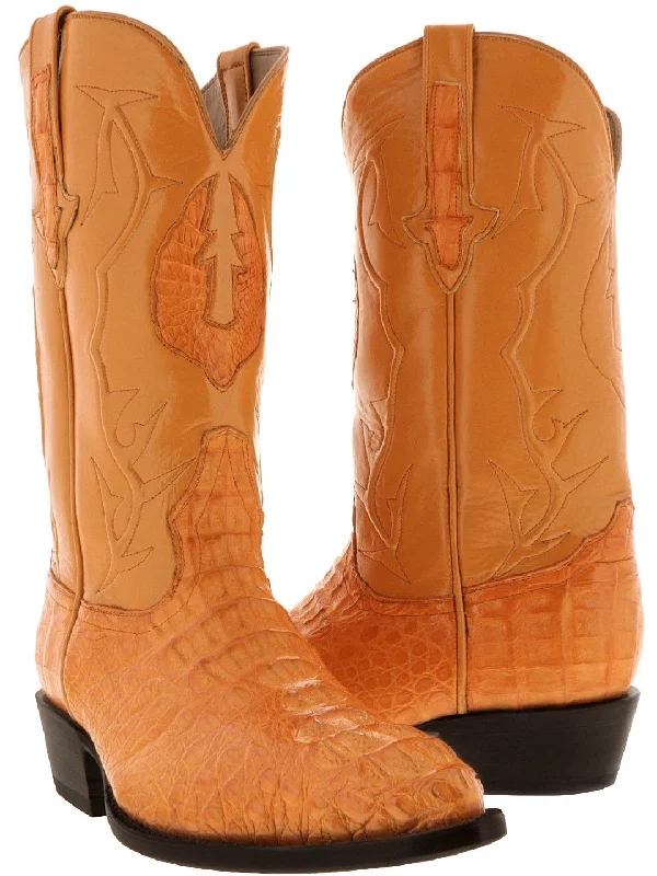 Men's cowboy boots with a snake - skin textureMango Leather Cowboy Boots Real Crocodile Tail Skin J Toe