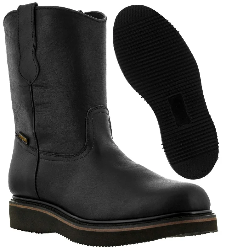 Men's cowboy boots with a decorative inlayMens 700RA Black Leather Construction Work Boots