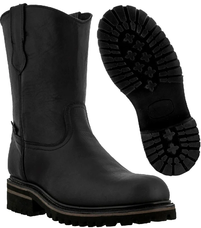 Men's cowboy boots with a high - heeled designMens 700TR2 Black Leather Construction Durable Work Boots