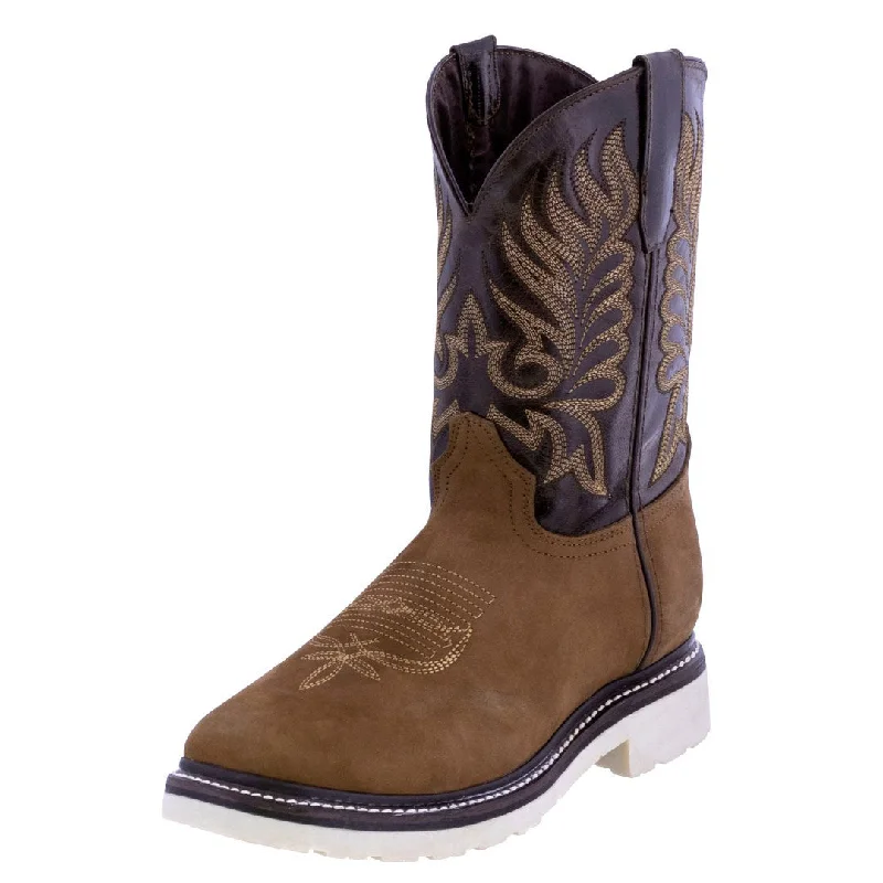 Men's cowboy boots with a suede shaftMens 750 Brown Leather Work Boots Slip Resistant Soft Toe