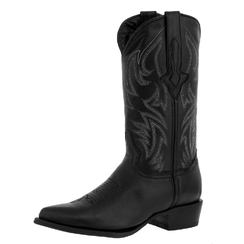 Men's cowboy boots in a dark brown leatherMens Black Cowboy Boots Western Wear Solid Leather J Toe