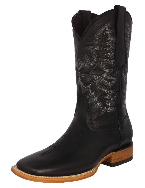 Men's cowboy boots in a dark brown leatherMens Black Western  Cowboy Boots Real Leather - Square Toe