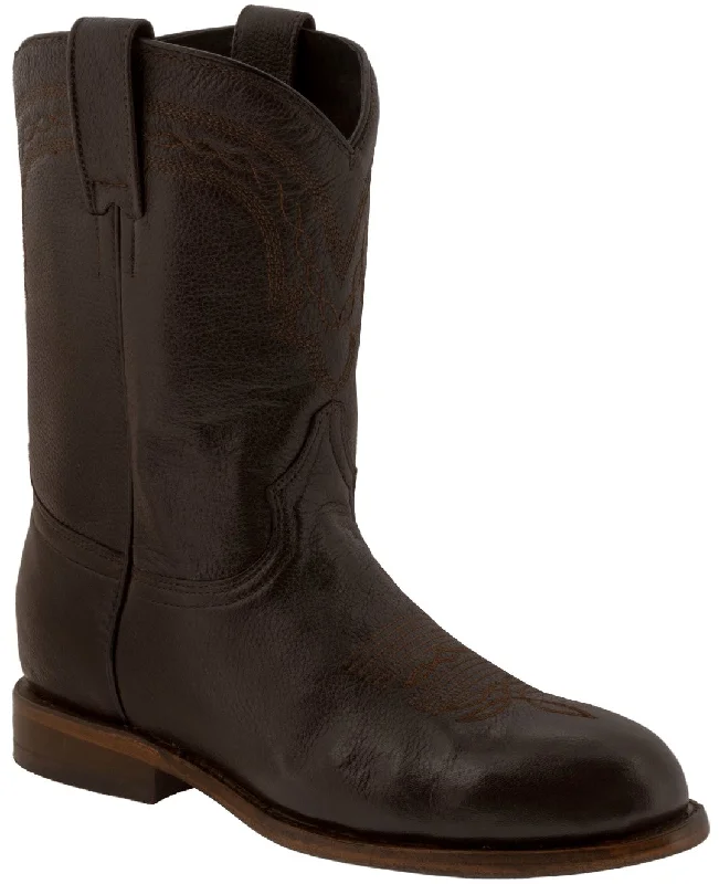 Men's cowboy boots with a suede shaftMen's Brown Classic Leather Leather Cowboy Boots Roper Toe