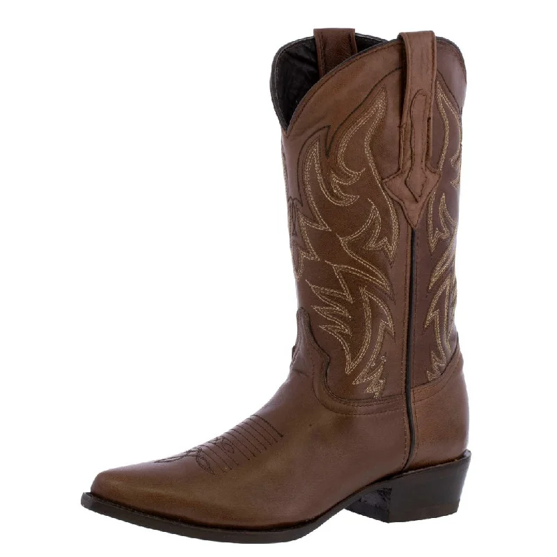 Men's cowboy boots with a spur ledgeMens Brown Cowboy Boots Western Wear Smooth Leather Snip Toe