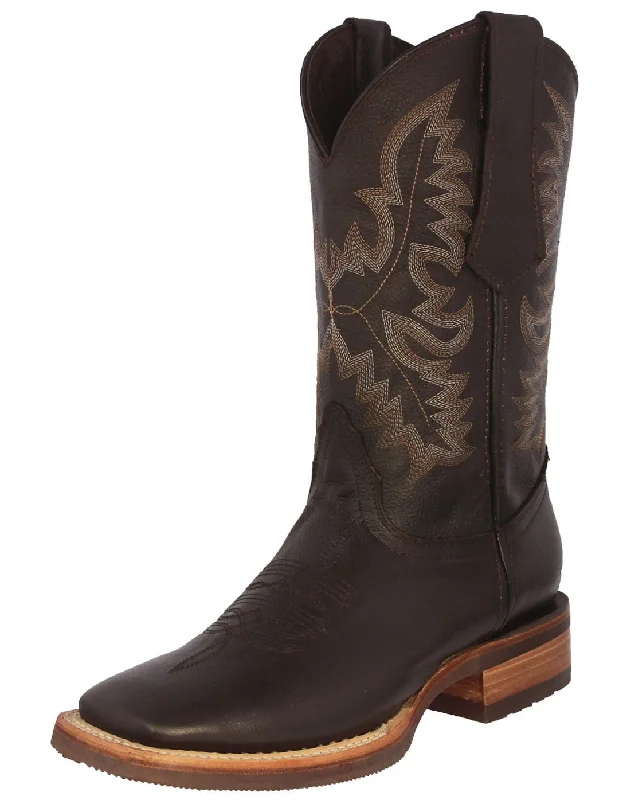 Men's cowboy boots with a pull - on strapMens Brown Western Wear Leather Cowboy Boots Rodeo - Square Toe