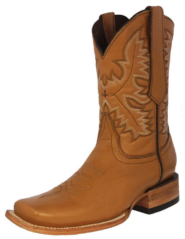 Men's cowboy boots with a spur ledgeMens Buttercup Western  Cowboy Boots Real Leather - Square Toe