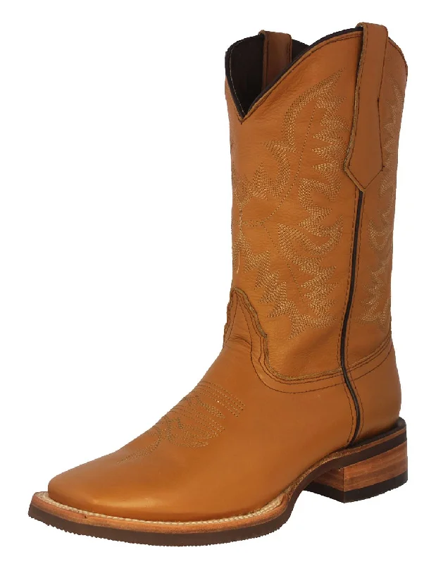 Men's cowboy boots with a decorative inlayMens Buttercup Western Wear Leather Cowboy Boots Rodeo - Square Toe