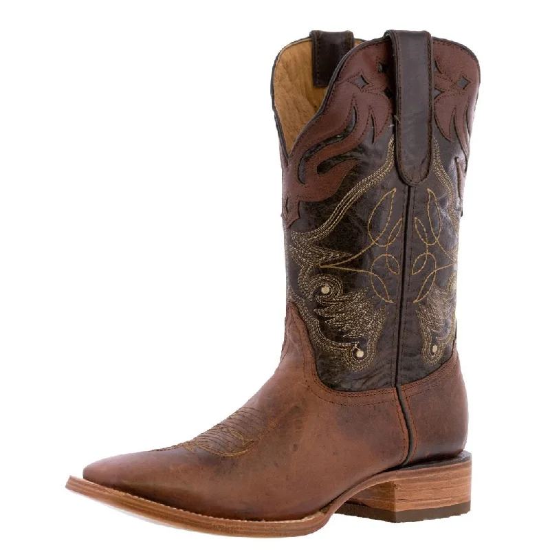 Vintage - style men's cowboy boots with a square toeMens Cheyenne Chedron Leather Cowboy Boots - Square Toe