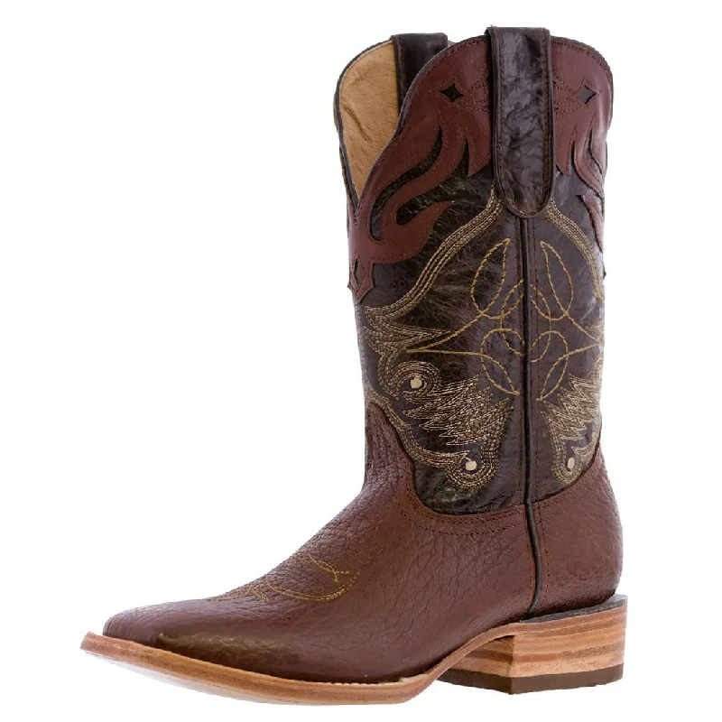 Men's cowboy boots in a dark brown leatherMens Cheyenne Chedron Solid Leather Cowboy Boots - Square Toe