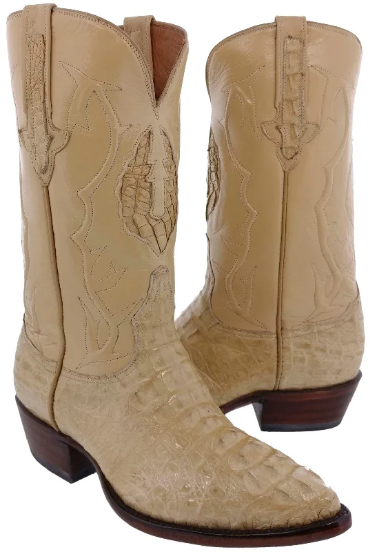 Men's cowboy boots with a silver - toned buckleMen's Dark Sand All Real Crocodile Skin Hornback Cowboy Boots J Toe - BD1