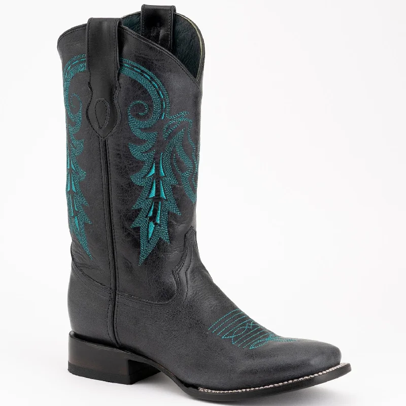 Men's genuine leather western boots with a snake - skin inlayMen's Ferrini Blaze Leather Square Toe Boots 1329304