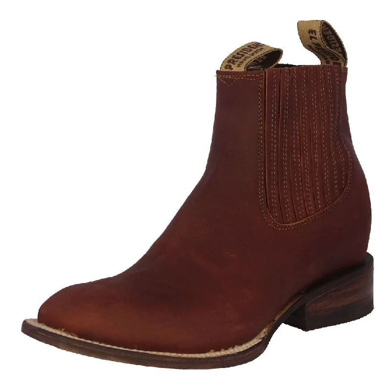 Men's cowboy boots with a concho belt detailMens Frances Burgundy Chelsea Leather Boots - Square Toe