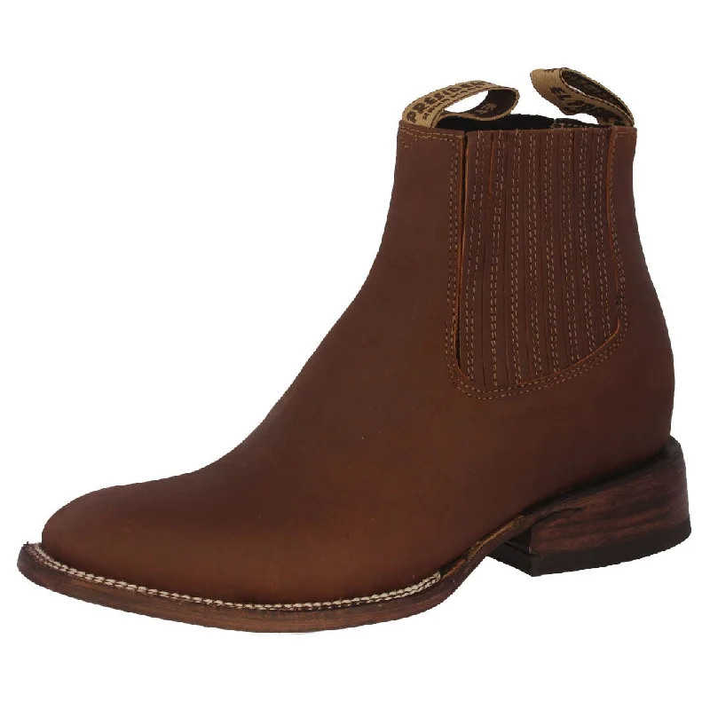 Men's cowboy boots with a rubber sole for tractionMens Frances Cognac Chelsea Leather Boots - Square Toe