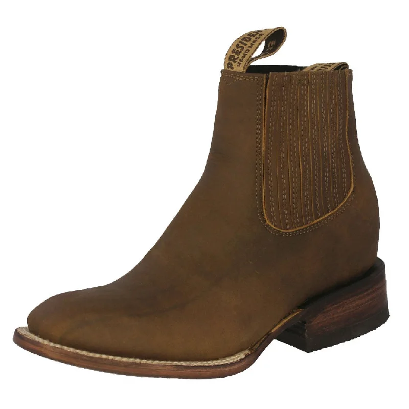 Men's cowboy boots with a pull - on strapMens Frances Honey Brown Chelsea Leather Boots - Square Toe