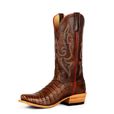 Men's western boots with a decorative inlay on the toe and heelHorsepower Top Hand Men's Post Oak Caiman Boots