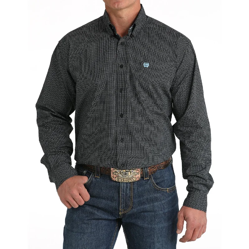 Alligator - embossed men's western boots for a bold statementCinch Men's Long Sleeve Black Print Shirt