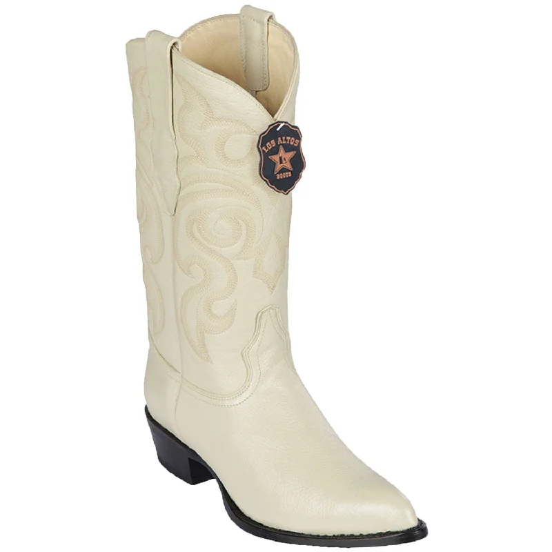 Men's western boots with a leather - wrapped heel and a smooth finishMen's Los Altos Elk Finish Leather J Toe Boots 995104