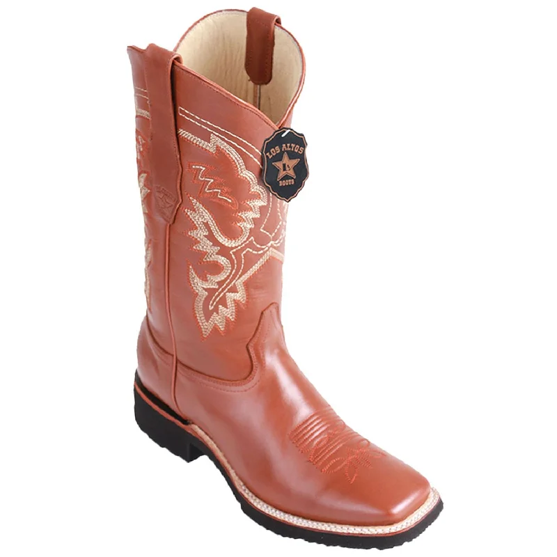 Men's western boots with a suede shaft and a leather soleMen's Los Altos Genuine Leather Wide Square Toe Boot 82E3851