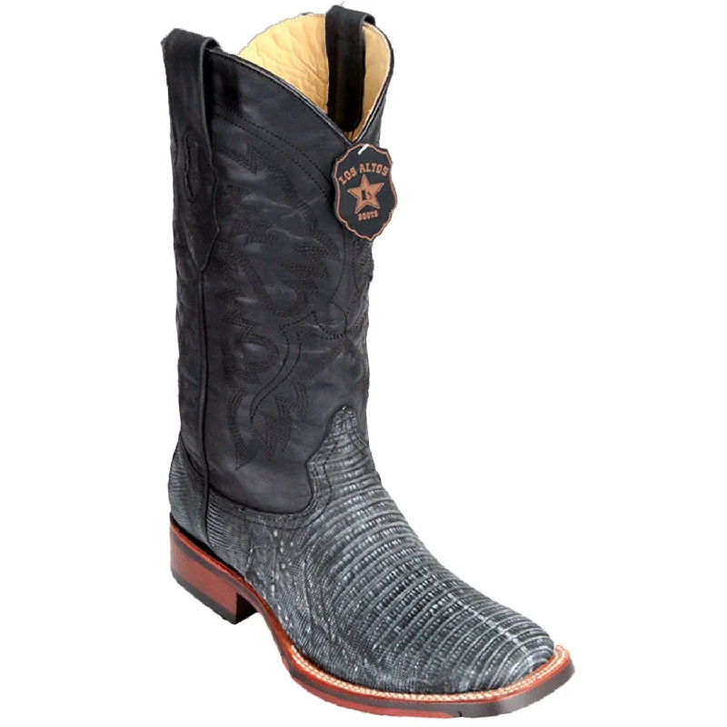 Men's western boots with a decorative concho belt and buckleMen's Los Altos Lizard Skin Wide Square Toe Boot 8260774