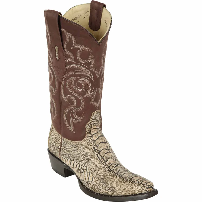 Men's western boots with a leather sole and a heel guardMen's Los Altos Original Ostrich Leg Snip Toe Boot 940511