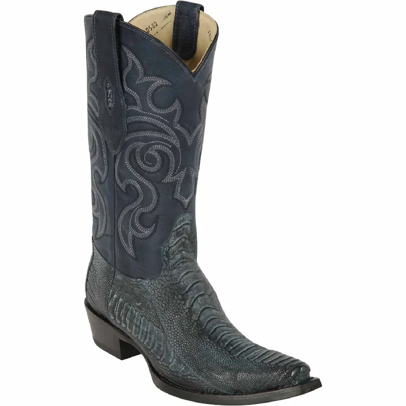 Men's western boots with a tooled leather design on the shaftMen's Los Altos Original Ostrich Leg Snip Toe Boot 940582