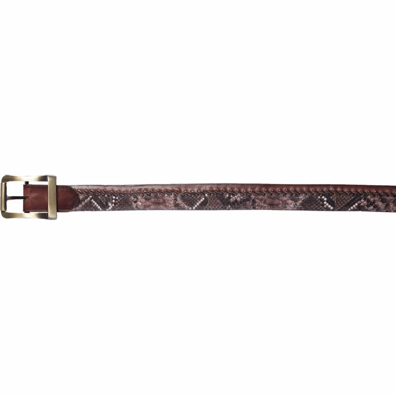 Men's western boots with a leather - wrapped heel and a smooth finishMen's Los altos Original Python Skin Casual Belt C235785