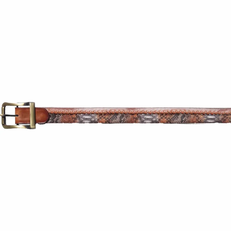 Men's western boots with a high - quality leather upper and a suede liningMen's Los altos Original Python Skin Casual Belt C235788