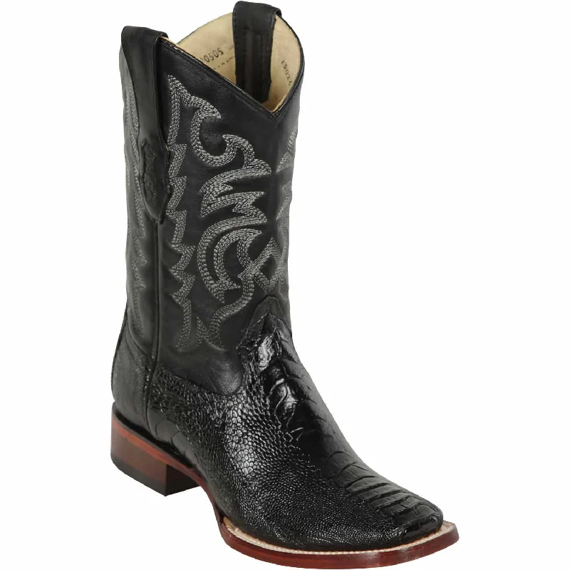 Men's western boots with a high - heeled design and a pointed toeMen's Los Altos Ostrich Leg Skin Wide Square Toe Boot 8220505