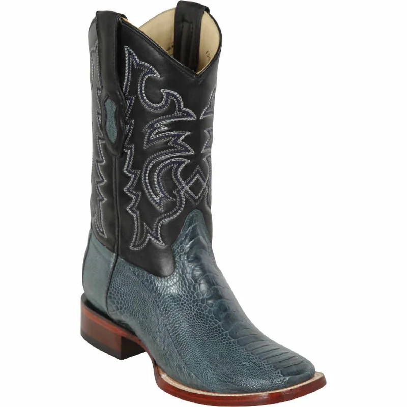 Men's genuine leather western boots with a snake - skin inlayMen's Los Altos Ostrich Leg Skin Wide Square Toe Boot 8220514