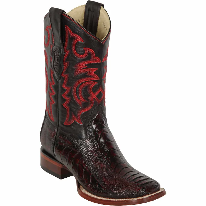 Men's western boots with a suede shaft and a leather soleMen's Los Altos Ostrich Leg Skin Wide Square Toe Boot 8220518