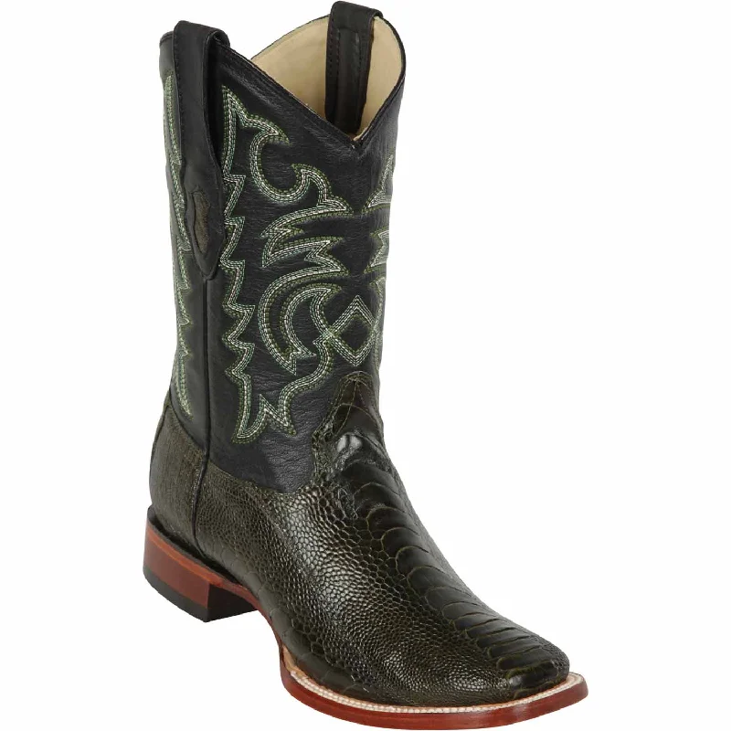 Men's western boots with a rubber sole for traction on various surfacesMen's Los Altos Ostrich Leg Skin Wide Square Toe Boot 8220545