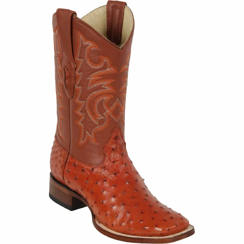 Men's genuine leather western boots with a snake - skin inlayMen's Los Altos Ostrich Skin Wide Square Toe Boot 8220303